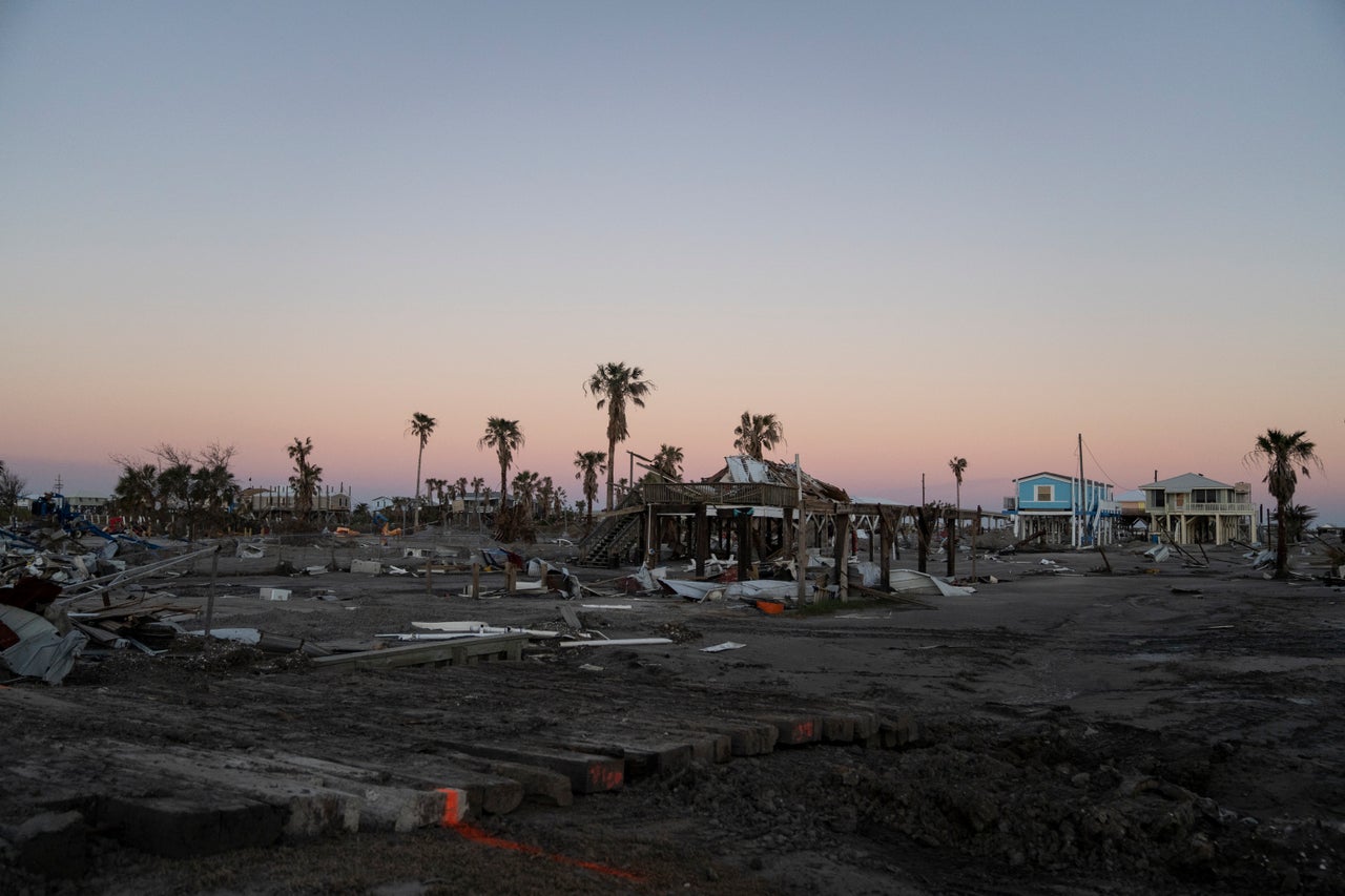 Destruction and flooding in Grand Isle as seen from Highway 1 on Sept. 25.