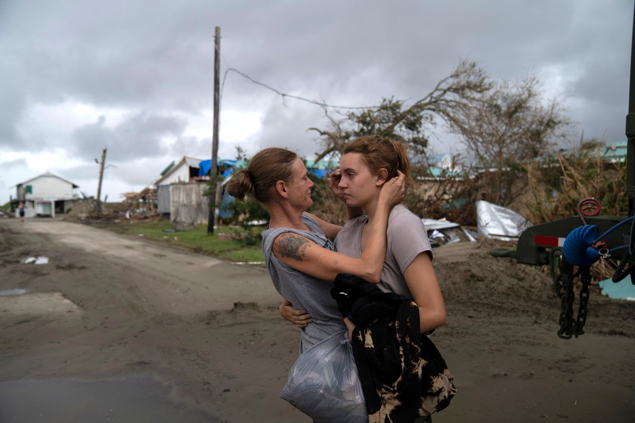 Anita Wells reunites with her daughter Jordan, 14, in Grand Isle on Sept. 12, after two weeks of separation due to Hurricane Ida.