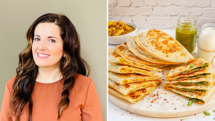 Laila Mir and bolani, a stuffed flatbread.