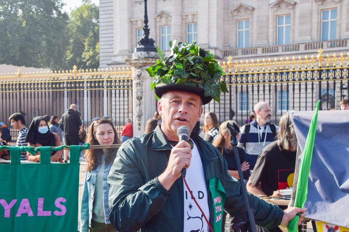 Chris Packham at a protest earlier this week