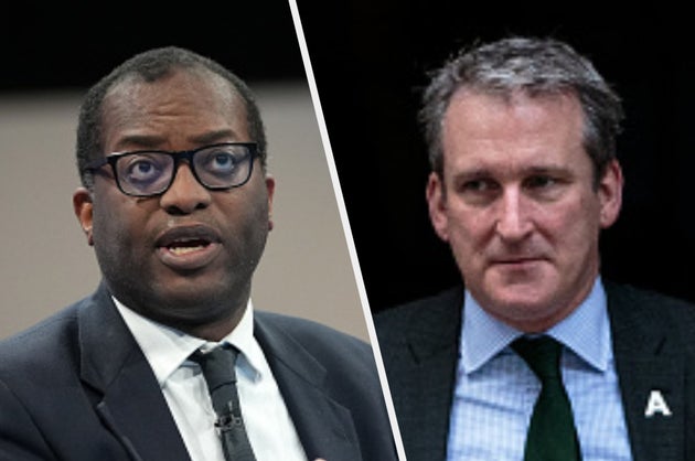 Damian Hinds (R) defended Kwasi Kwarteng on
