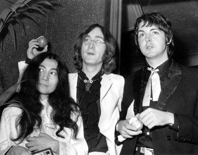 Yoko Ono, John Lennon and Paul McCartney pictured in