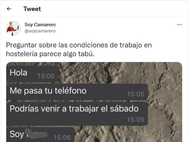 El tuit viral de Soy Camarero.