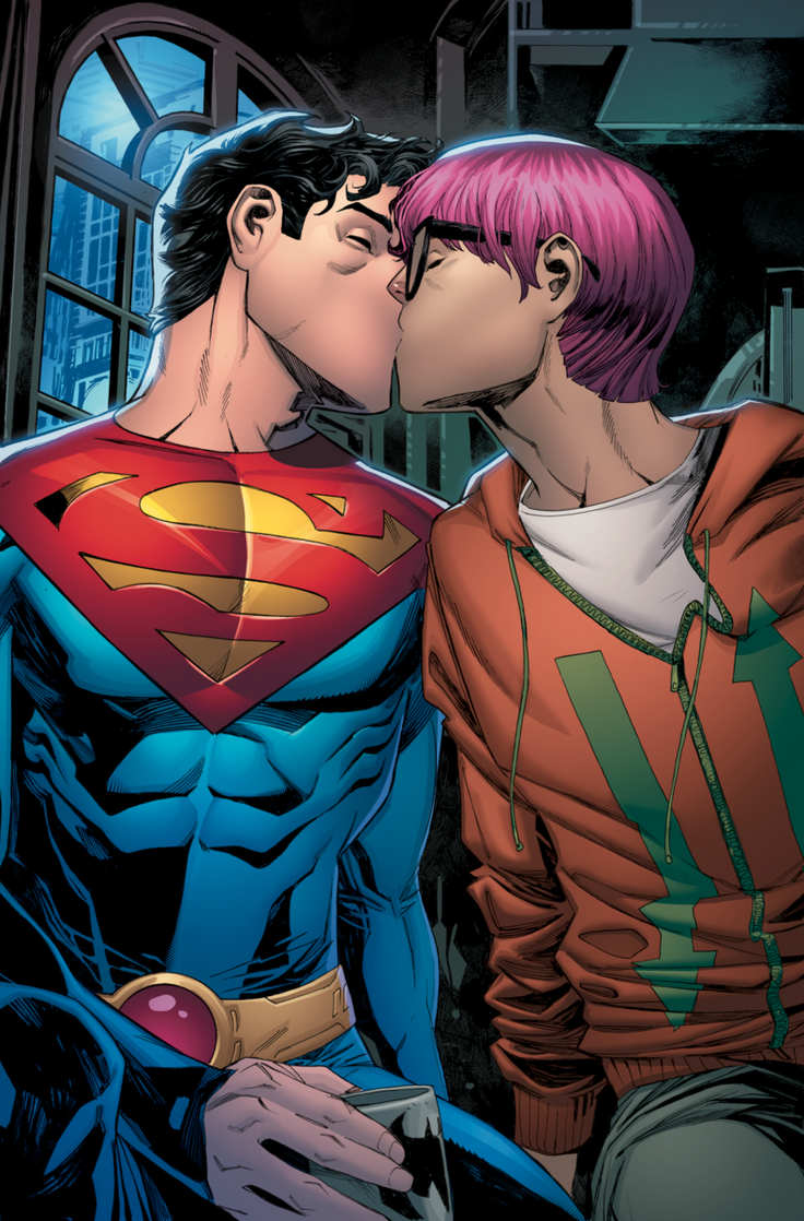 Jon Kent and Jay Nakamura kiss in "Superman: Son of Kal-El" #5.