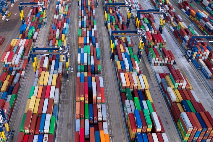 Crates stacked at Felixtowe Port