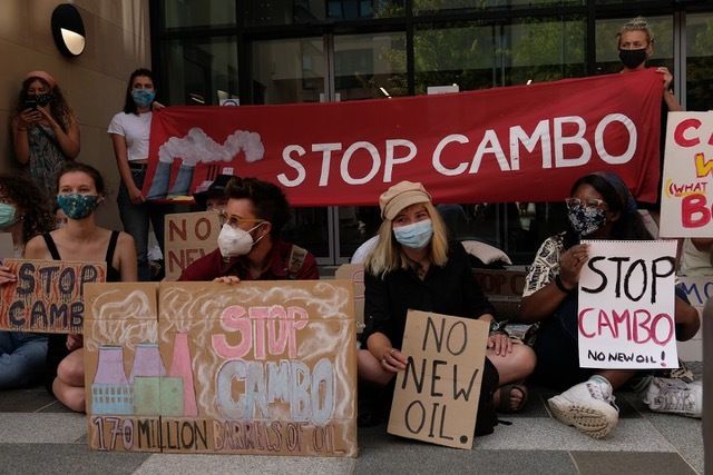 Activists come together for a Stop Cambo protest in Edinburgh, July 2021.