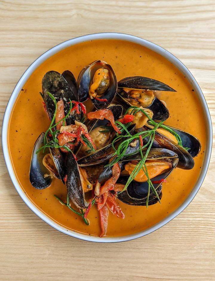 Rope-grown mussels on the menu at the newly opened The Magazine restaurant at the Serpentine. 