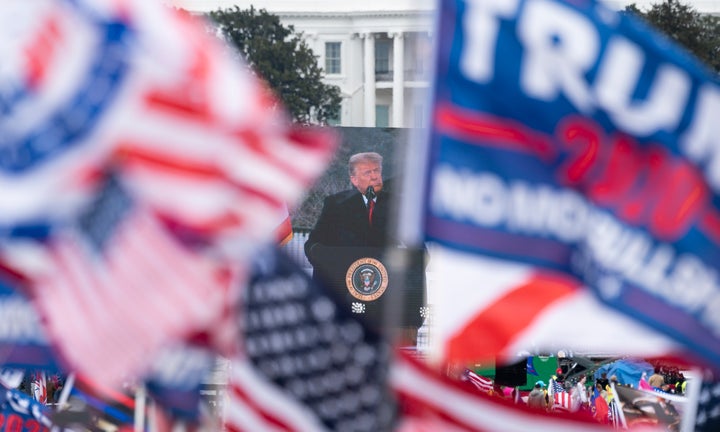 Trump speaks to supporters from the Ellipse at the White House on Jan. 6 soon before many in that crowd stormed Congress to interrupt the Electoral College vote certification.