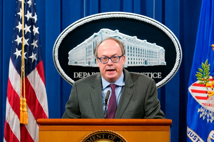 Jeffrey Clark speaks during a news conference at the Justice Department on Sept. 14, 2020.