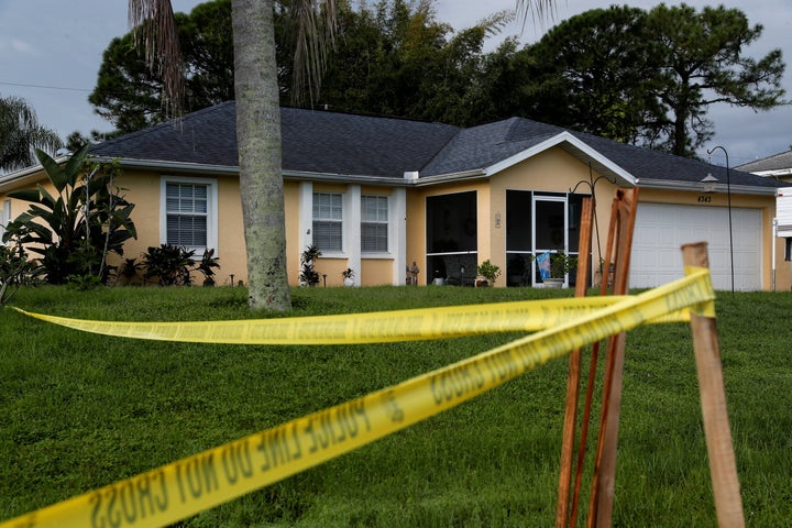 Police tape is seen outside the Laundrie family home in September. 