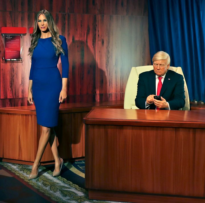 Waxworks of former President Donald Trump and former first lady Melania Trump have been unveiled at the new Madame Tussauds museum in Dubai.