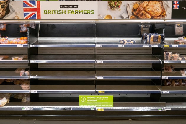 Empty shelves in an ASDA store in Cardiff in
