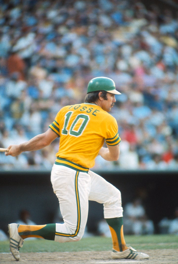 Ray Fosse at bat in a game for the Oakland A's in 1974.