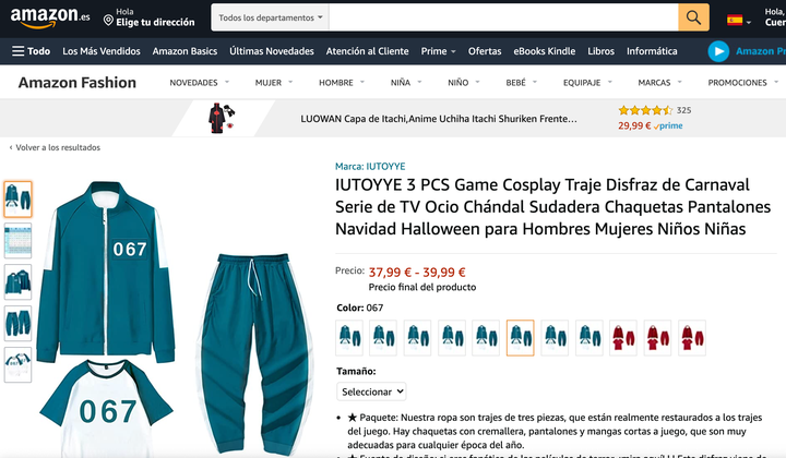 Captura de pantalla de la web de Amazon.