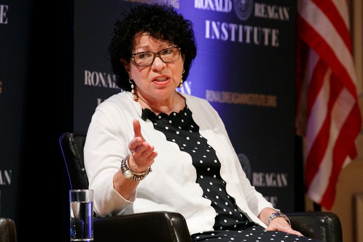 Supreme Court Justice Sonia Sotomayor, seen in 2019, has said that justices have become more mindful of interrupting one another following a study on women being disproportionately interrupted by male justices.