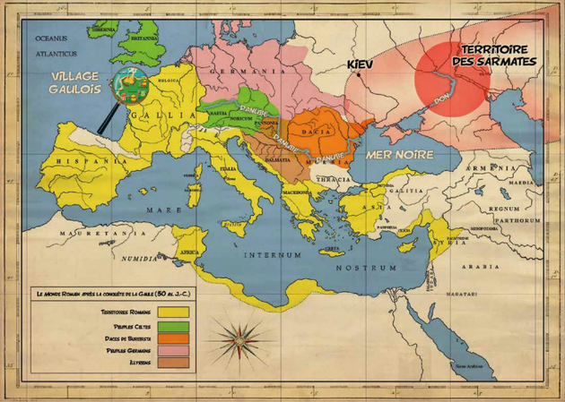 Map of the Eurasian continent in Asterix and the