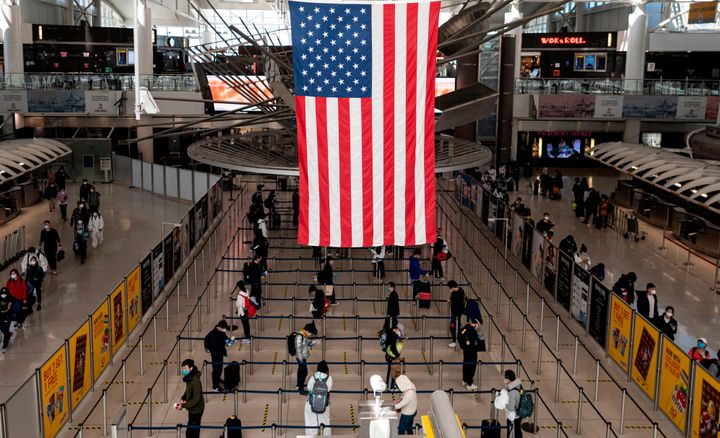 Passengers at JFK Airport in New York