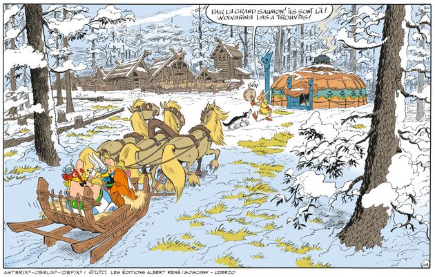 The arrival of Asterix in the village