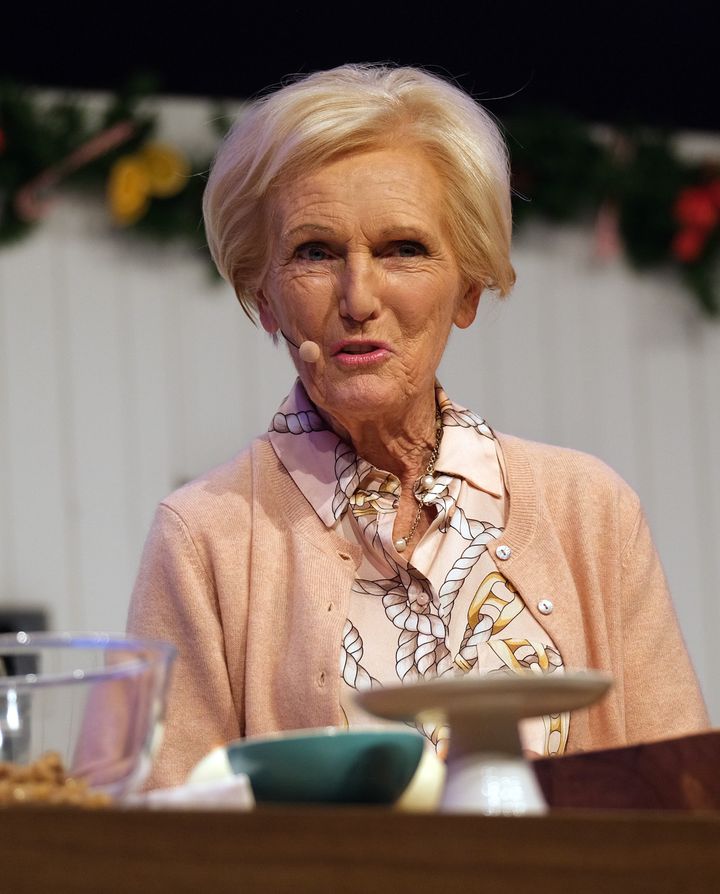Mary Berry during a live cooking demonstration in 2019