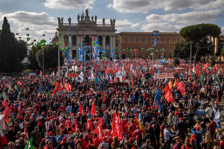 Manifestación antifascista en Roma.