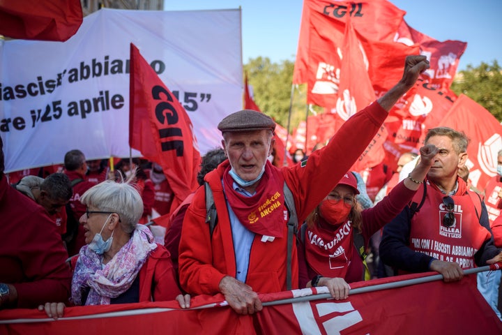Manifestación antifascista en Roma.