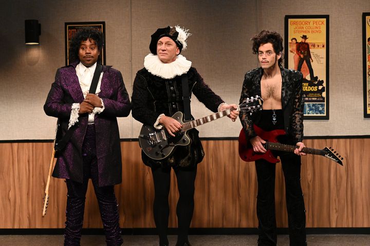 Kenan Thompson, special guest Daniel Craig and host Rami Malek shared the screen during the "Prince Auditions" sketch on Saturday Night Live.