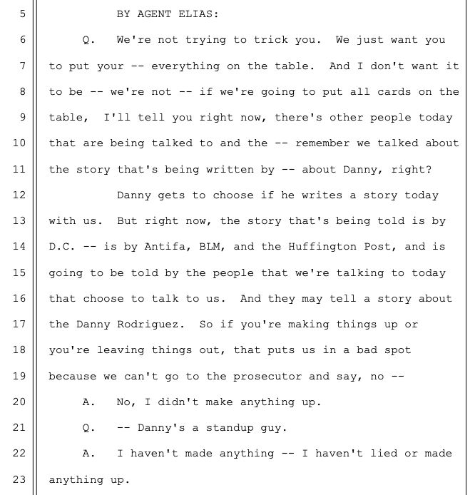 The FBI suggested to Rodriguez that they could help re-write the narrative being written about him by "Antifa, BLM and the Huffington Post."