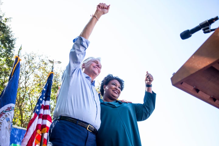 Stacey Abrams campaigns with Terry McAuliffe in Norfolk, Virginia.