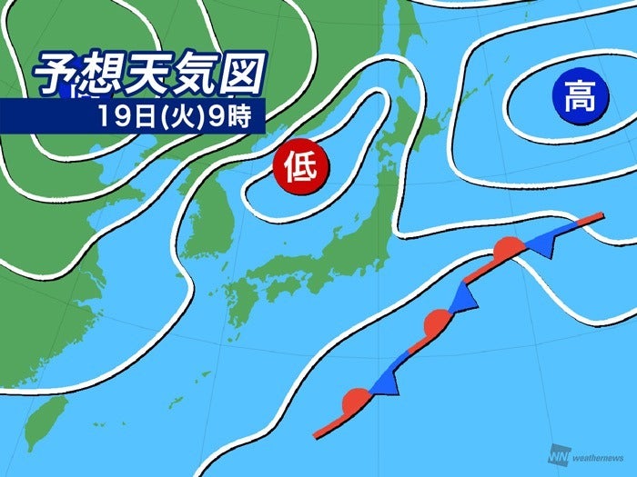 予想天気図 19日(火)