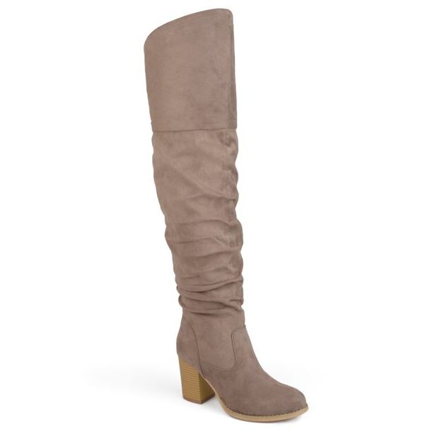 wide calf over the knee brown boots