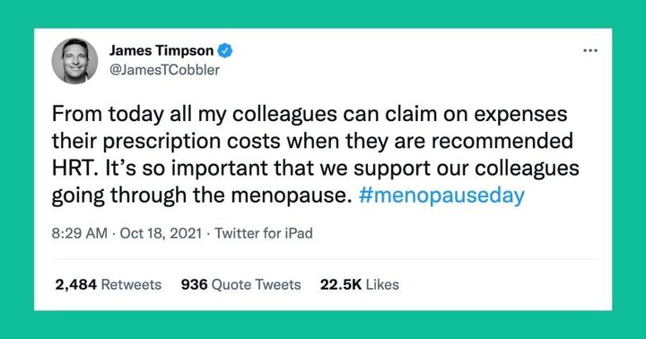 James Timpson tweeted about menopause day