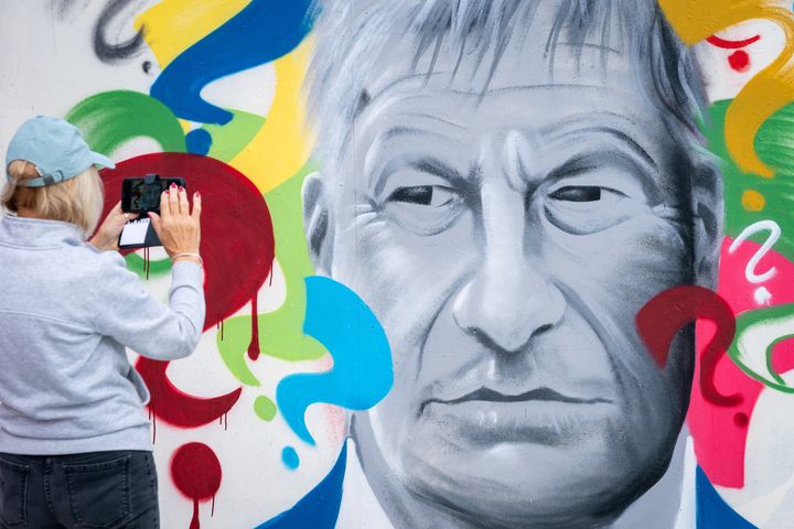'Why' - a mural of Sir David Amess by local artist Madmanity at a skate park in Leigh-on-Sea, Essex.