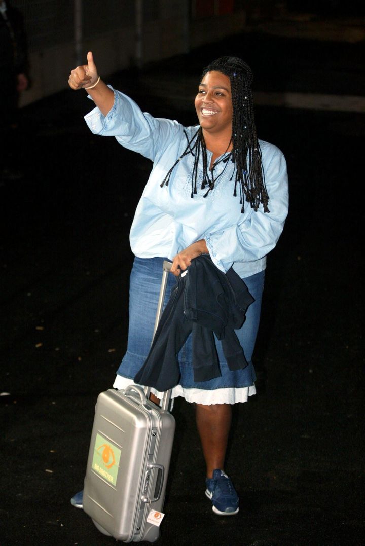 Alison entering the Big Brother house in 2002