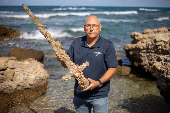 The sword was on display in the Mediterranean seaport of Cesarea, Israel, on Tuesday.