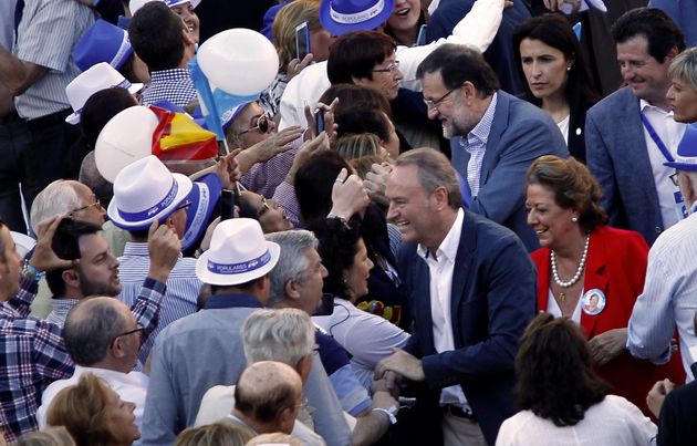 Fiesta del PP en Valencia en 2015, con Rajoy y Barberá a la