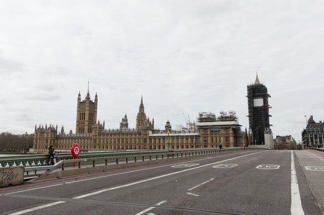 An almost deserted Westminster Bridge in central London as the Coronavirus pandemic escalated in March
