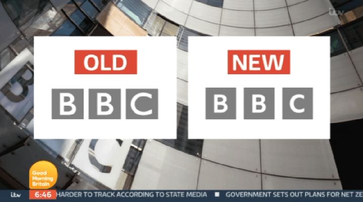 The old BBC logo, vs the new one