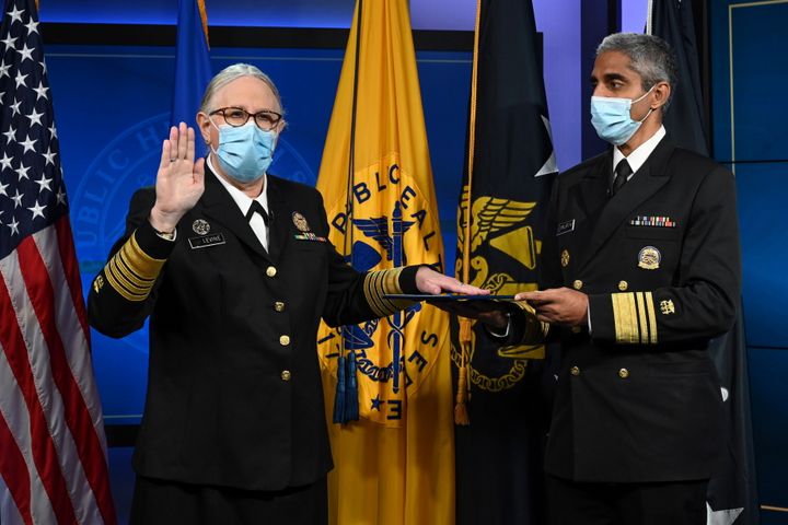 Dr. Rachel Levine, the highest-ranking openly transgender official in the United States, was sworn in as Assistant Secretary for Health and a four-star admiral in the U.S. Public Health Service Commissioned Corps with assistance from Surgeon General Vivek Murthy on Tuesday.