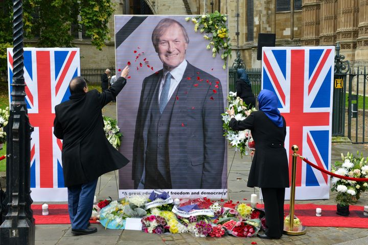 A tribute to Sir David Amess MP at Parliament Square, London.