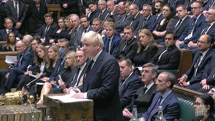  Boris Johnson speaks in the chamber of the House of Commons on Monday.