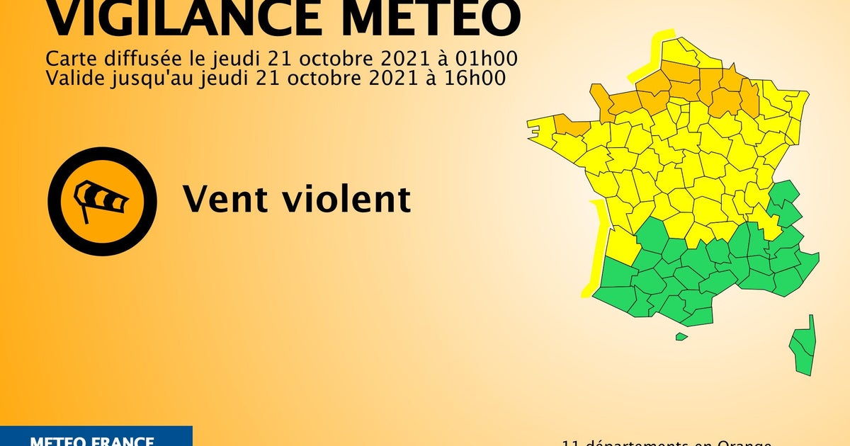 11 départements en vigilance orange vents violents