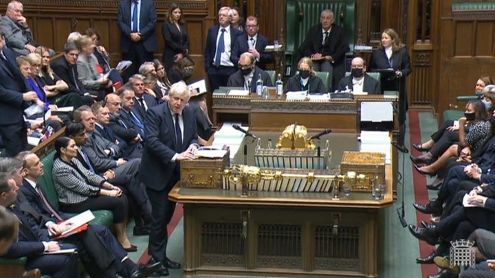 Prime Minister Boris Johnson speaks during Prime Minister's Questions in the House of Commons, London.