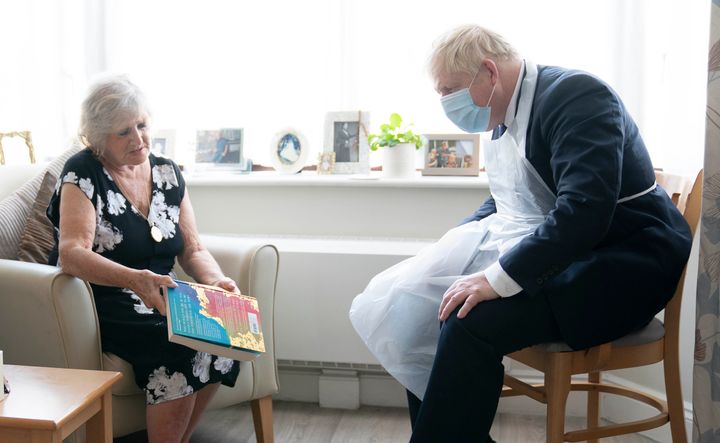 Prime Minister Boris Johnson visiting a London care home in September.