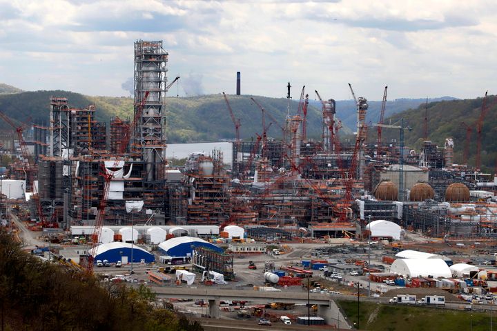 Construction on Shell Chemicals Beaver County ethane cracker plant in Potter Township, Pennsylvania, in May 2020.