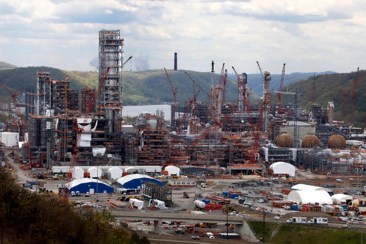 Construction on Shell Chemicals Beaver County ethane cracker plant in Potter Township, Pennsylvania, in May 2020.