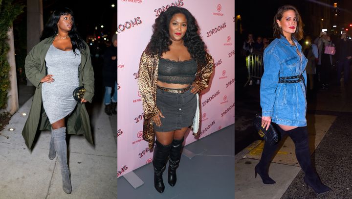 Precious Lee, Lizzo and Ashley Graham sporting over-the-knee boots.