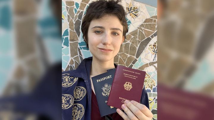 The author with her United States and German passports