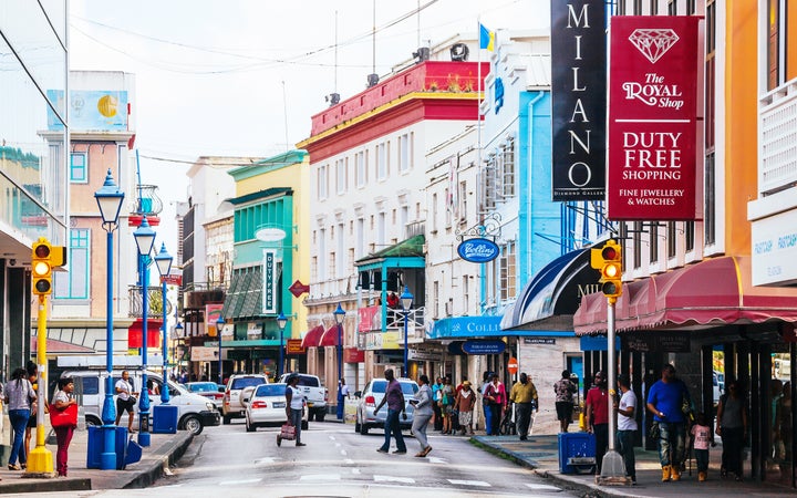 Bridgetown, Barbados - Everyday traffic scene in the shopping streets of old Bridgetown