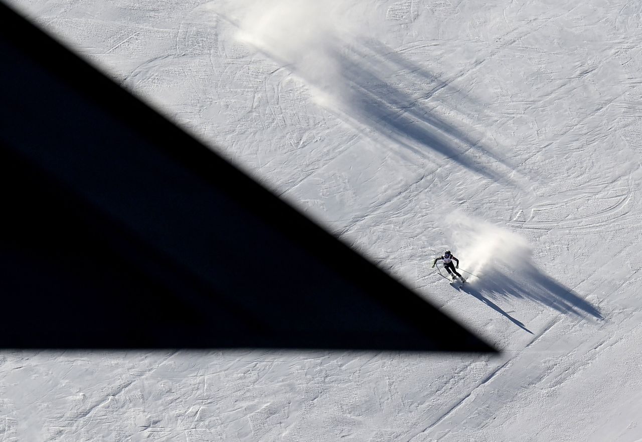 A competitor takes her practice run for the giant slalom event on the eve of the Women's FIS Ski Alpine World Cup in Soelden, Austria, on Oct. 22.