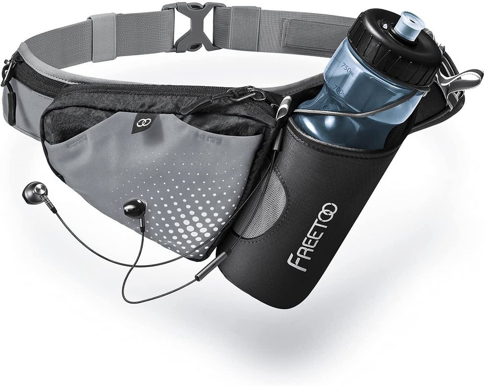 A running belt with water bottle